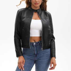 Veste en cuir véritable pour femmes, vêtement d'extérieur tendance, idéale pour les tenues décontractées d'hiver et le style urbain - Product Image 1