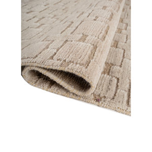 Alfombra de Lana Anudada a Mano Aprezo Gold AKWJ-1035 con Patrón Geométrico para Decoración de Sala de Estar, Entrada, Pasillo, Rectangular de 9x12 - Product Image 2