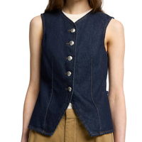 Gilet en jean personnalisé sans manches pour femme MANKIND |   Fermeture à boutons pour l'hiver |   Vêtements d'extérieur streetwear personnalisables OEM/ODM |