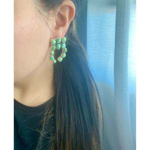 Southwest Handmade Sonoran Gold Turquoise & <b>Sterling</b> <b>Silver</b> <b>Stud</b> Cluster <b>Earrings</b> - Product Image 2