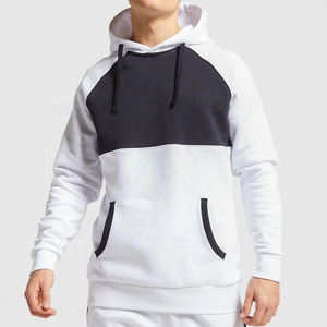 Men <b>Long</b> Sleeve Two Tone Paneled Pullover Hoodie Blank Casual Custom Athletic Fit Kangaroo Contrast Trims Pockets <b>Jumper</b> Hoodie - Product Image 6