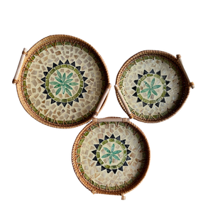 Plateau Décoratif En Rotin Forme Pas Cher En Gros Qualité Fabriqué À La Main Vintage Type De Service 4 Fait Vietnam Cenvinex RT04 Personnalisé - Product Image 2