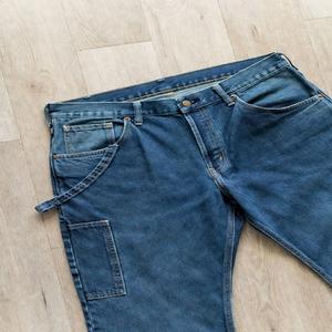 Jeans en denim tissé robuste délavé pour homme, coupe droite, style streetwear |   Vêtements de travail personnalisés avec logo OEM en gros - Product Image 2