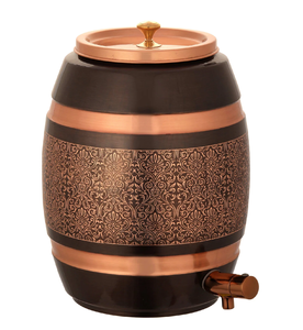 Tanque dispensador de agua de cobre, diseño martillado redondo con tapa, tendencia caliente, olla de agua de cobre grabada a mano - Product Image 2