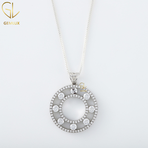 Colgante de diamante flotante de diseño recién llegado, collar de diamante cultivado en laboratorio de corte redondo de oro sólido para mujer, precio al por mayor - Product Image 1