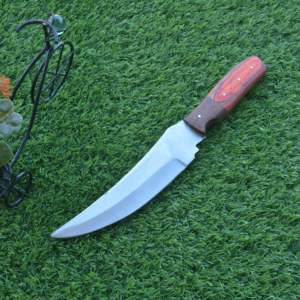 Cuchillo de Caza Galway Grove Hecho a Mano en Acero de Damasco, Punta de Clip, Borde Plano, Mango de Madera de 13 Pulgadas, Funda de Cuero Fino de Grado Industrial - Product Image 4