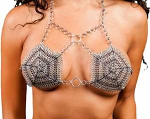 Medieval Fancy Look Design Chain Mail Bra or <b>Sexy</b> Hot Bikini Top -Best Gift -Spider Net <b>Costume</b> . - Product Image 3