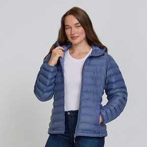 <b>Women</b> Short Blue Padded Winter <b>Jacket</b> Warm Hooded Outerwear <b>Lightweight</b> Puffer Coat Single Button Denim Shell Cozy Style Daily - Product Image 2