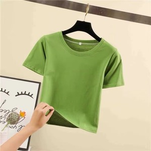 Camiseta corta con lazo frontal para mujer con manga corta mezcla de algodón elástico tela suave y transpirable ropa informal de verano de moda 2025 - Product Image 4