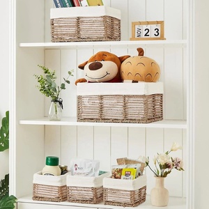 Panier en jonc de mer naturel écologique, organisateur de rangement multi-usages ou poubelle, décoration de salon, vente en gros au Vietnam - Product Image 3