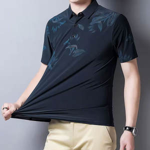 Nouveau design de t-shirt de golf pour homme, léger, infroissable, respirant, en tissu mélangé polyester/coton, extensible, imprimé uni - Product Image 4