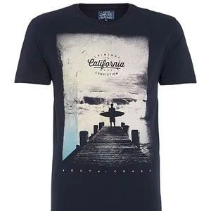 เสื้อยืดผู้ชายคุณภาพสูง ผลิตจากผ้าฝ้าย 100% ซักได้ ไม่เป็นขุย เป็นมิตรต่อสิ่งแวดล้อม พร้อมลายพิมพ์ซิลค์สกรีนแบบกำหนดเอง แขนสั้น - Product Image 1