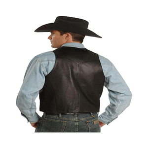 Vaquero americano hombres genuino marrón calidad superior cuero chalecos chaleco para hombres - Product Image 3