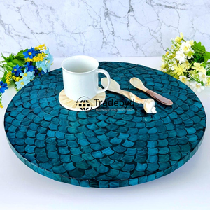 Bandeja con incrustaciones de madreperla Tradebyd, elegante bandeja de servicio hecha a mano para interiores de casas modernos y clásicos - Product Image 1