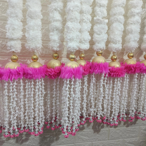 Bola de jazmín borla cadena decoración de la boda Haldi Mehndi decoración del hogar telón de fondo caléndula Mogra flor guirnalda Festival Deco - Product Image 1