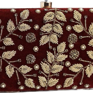 Premium Quality Handcrafted <b>Gold</b> Velvet <b>Clutch</b> Purse with Embroidery - Product Image 4
