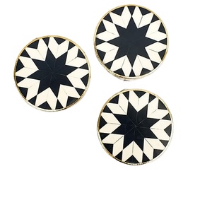 Posavasos con incrustaciones de hueso de diseño moderno con hoja de color blanco y negro para utensilios de cocina y mesa decorar alfombrillas y almohadillas con incrustaciones de hueso - Product Image 1
