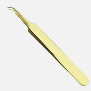 Pinzas de extensión de pestañas recubiertas de plasma dorado - Product Image 3
