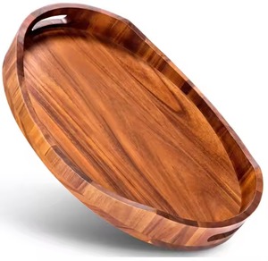 Bandeja de servicio de forma ovalada de alta calidad hecha de madera de ACACIA perfecta para regalar increíbles bandejas de desayuno - Product Image 1