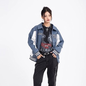 Chaquetas de cuero PU para hombre de High Street con bordado de letras abrigo informal Vintage para primavera Otoño Invierno para parejas - Product Image 4