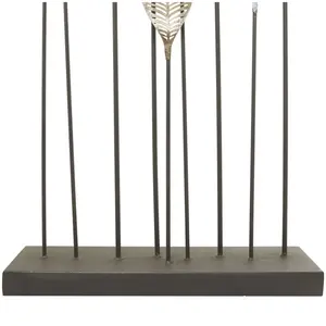 Sculpture de feuilles en métal bronze faite à la main série élégante de feuilles en métal stylisées avec artisanat décoratif en métal à base noire - Product Image 3