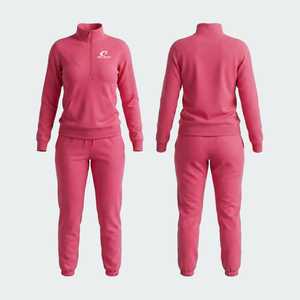 Chándal informal de invierno para mujer, diseño personalizado, corte regular, con cremallera de un cuarto, estampado, transpirable, 300 g, 100 % algodón polar, novedad 2026 - Product Image 1