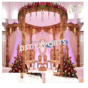 Elegant <b>Wedding</b> Wooden Handcraft Mandap Stunning <b>Wedding</b> Wooden Mandap Decors <b>Wedding</b> Wooden Carved Spiral Mandap Switzerland - Product Image 1