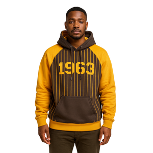 Año de Fundación 1963 Iota Phi Theta Brown Body Gold Raglan Pinstripes Pullover Hoodie Greek Fraternity Apparel Divine Nine HBCU - Product Image 1