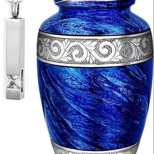 Handmade <b>Large</b> Adult Mosaic Aluminium Glass Cremation <b>Urn</b> Unique Funerals Supply With Individual Tiles Applied Burial - Product Image 1