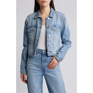 Veste en jean personnalisée taille XL pour femme, respirante, écologique, avec rembourrage en coton imprimé, pour la mode en plein air, vente en gros, automne - Product Image 1