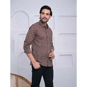 Chemise décontractée pour homme en coton imprimé à manches longues, respirante, en popeline et tissu Oxford, motifs floraux et à pois, design ODM tendance - Product Image 4