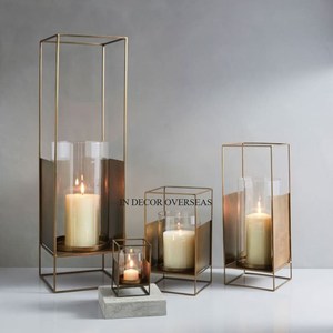 Wedding And Events <b>Decoration</b> Silver Metal Base With Excellent Quality Clear Glass Unique Designer Decor Hurricane Candle Holder - Product Image 3