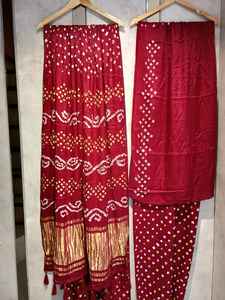 Lo último en seda Gajji con estampado de bloque de mano Fancy Jari Chex Pallu Heavy Saree Trendy Lagdi Style Pure Gajji Silk Saree - Product Image 5