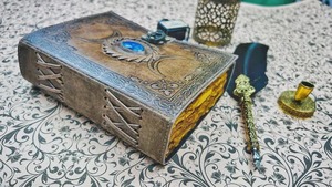 Leather Journal Triple Moon Goddess Spell <strong>Book</strong> <strong>Book</strong> of Shadows Grimoire Deckle Edge Paper Spiritual Wicca <strong>Witch</strong> Craft Vintage