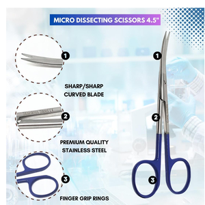 ALFALAH INDUSTRIES 2 Tipos de Tijeras de Iris Manuales de Acero Inoxidable con Logotipo Personalizado, Certificación CE, Instrumentos Quirúrgicos Reutilizables - Product Image 3