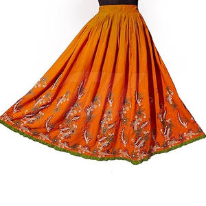 Falda de algodón de estilo cultural con forma fluida y bordes llamativos Falda tradicional de estilo vintage - Product Image 2