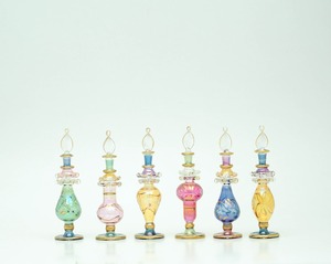 Egyptian Perfume Bottle Gift Set 6 Colors Handblown Glass 24K Gold Boxed Collection Wholesale - Product Image 1