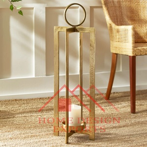 Lanterne à bougie dorée en aluminium coulé en sable disponible pour les décorations de maison Lanterne à bougie de sol marocaine en aluminium best-seller - Product Image 4