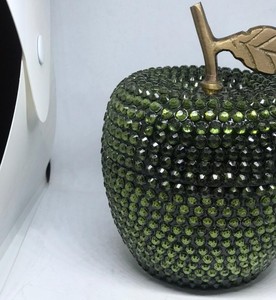 High Quality Metal Crystal Best Selling Apple Candle <b>Jar</b> Newest Design with Dark Green Crystals for Your Home Candle Vessel - Product Image 6