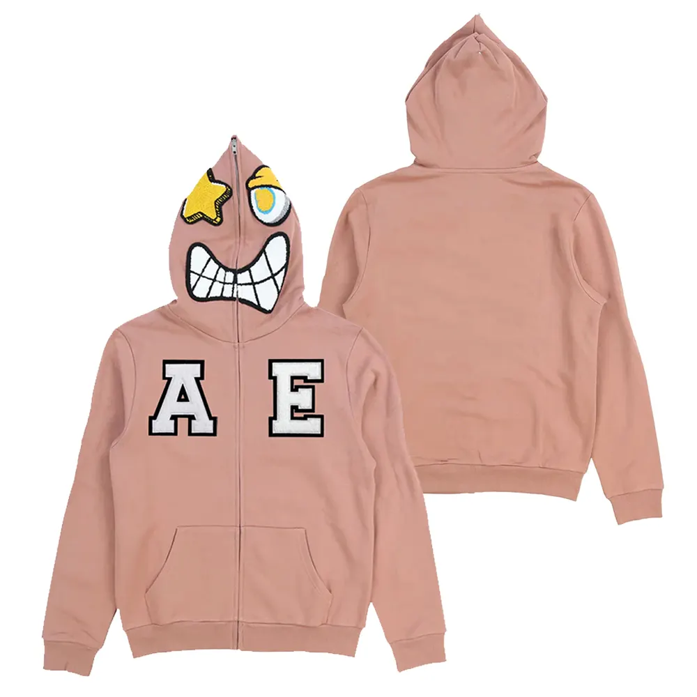 Özel tam yüz fermuarlı kapüşonlu eşofman üstü siyah fermuar hoodies % 100% pamuk polar nefes streetwear kapüşonlu sweatshirt