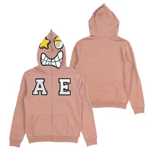 Özel tam yüz fermuarlı kapüşonlu eşofman üstü siyah fermuar hoodies % 100% pamuk polar nefes streetwear kapüşonlu sweatshirt