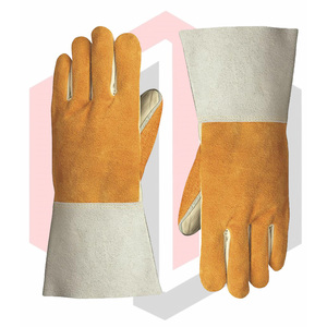 Gants de soudage polyvalents en cuir croûte de qualité supérieure, texture lisse, protection des avant-bras, résistants aux déchirures, respirants, sans silicone - Product Image 1