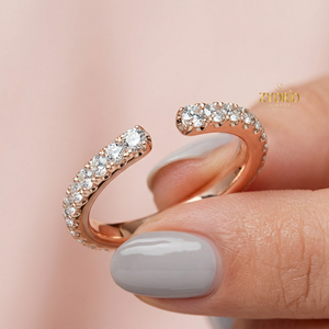 <b>Open</b> Cuff Lab Diamond 10K GOLD <b>Ring</b> Minimal Stackable Womens Band - Product Image 2