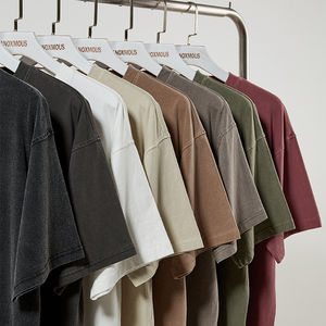 เสื้อยืดผ้าฝ้ายโอเวอร์ไซส์ชายพิมพ์ลายล้างกรดเปล่าสไตล์วินเทจ - Product Image 5