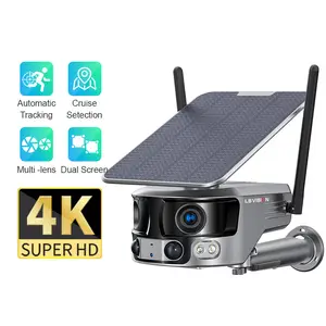 LS VISION 4K 8MP 듀얼 렌즈 Wifi 4g Sim 카드 야외 자동 추적 CCTV 태양 PTZ 보안 감시 카메라