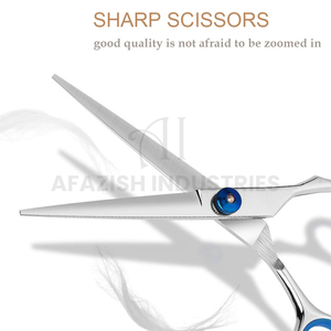 Ciseaux à cheveux Barbar avec anneaux de couleur bleue et belle vis réglable à revêtement bleu Produits de beauté spéciaux - Product Image 6