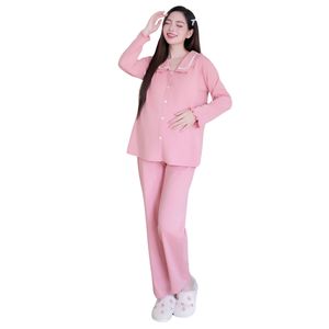 Conjunto informal minimalista para maternidad y posparto de algodón de manga larga B703 Anti-retráctil Buena absorción Diseño personalizado Anti-retráctil - Product Image 1