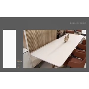 Dalles de porcelaine design classiques en cristal Carreaux de marbre 15mm d'épaisseur Plateau de table de cuisine en argile blanche résistant au feu 800x2400mm poli - Product Image 4