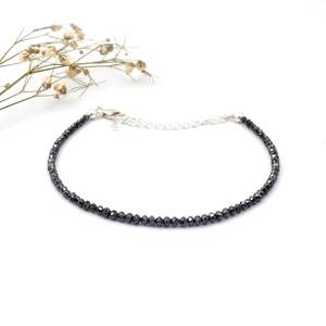AAA+ Black Diamond <b>Bracelet</b> with 2.5-3MM Zircon <b>Ball</b> Beads - Product Image 1