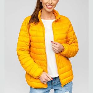 Veste d'hiver pour femme, coupe ajustée, col montant, chaude, en duvet de canard jaune, vêtements pour femme, doudounes à bulles en vente - Product Image 2